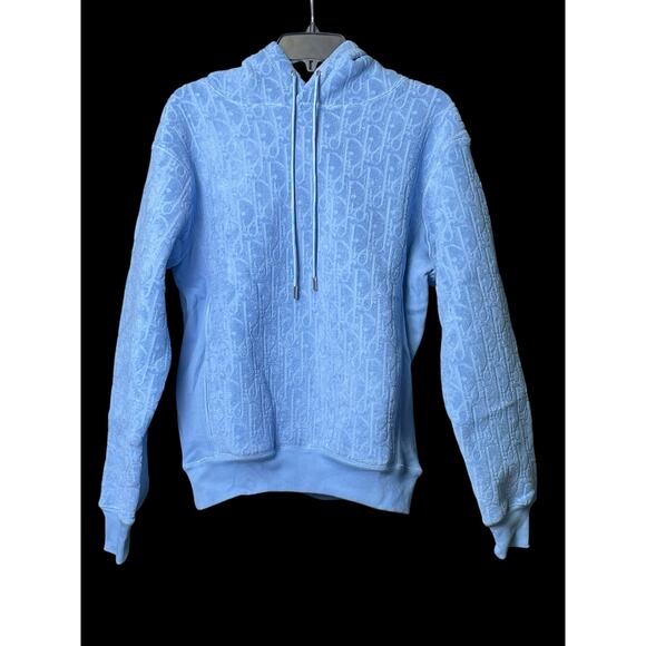 Christian Dior Oblique Relaxed-Fit Hooded Sweatshirt Blue Size XS Unisex NWT COA - Picture 1 of 16